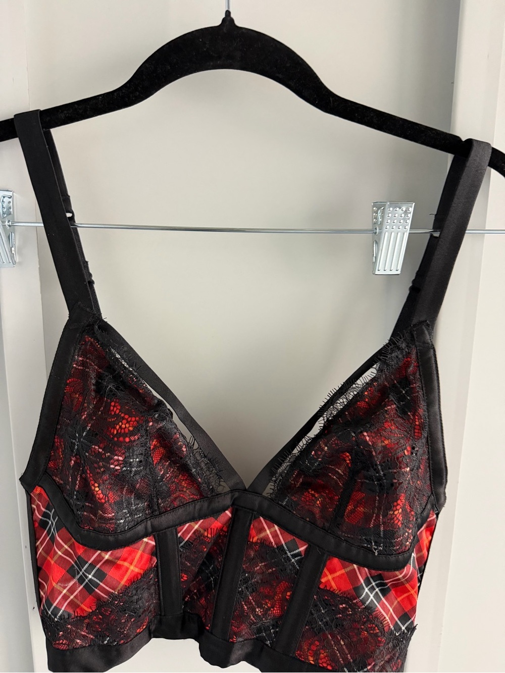 Victoria’s Secret Red Plaid Lace Lingerie Corset Top S New - Picture 6 of 8